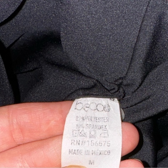 BECCA Black Pink Coral Color Block High Neck Swim Top Tank Size M - Picture 5 of 5